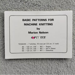 Marion Nelson 4 PLY Basic Pattern Cards for RAGLAN, SET-IN SLEEVE, SLEEVELESS