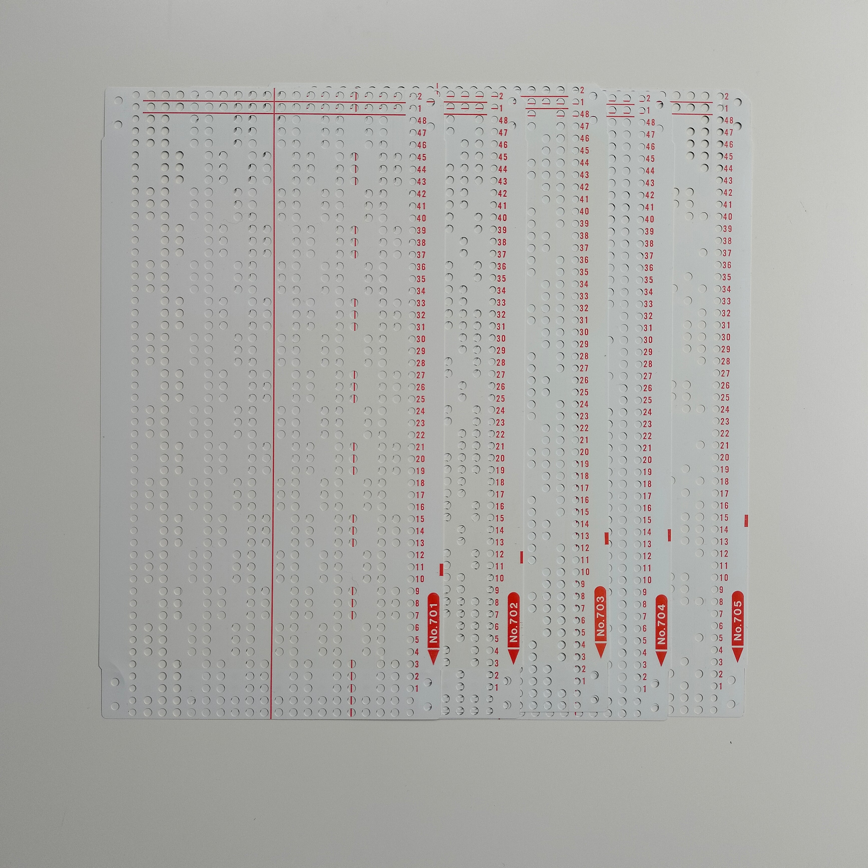 Knitmaster HK-160/ MK-70 Mid-Gauge 6.5mm Original PUNCHCARDS SET x5 (701-705)