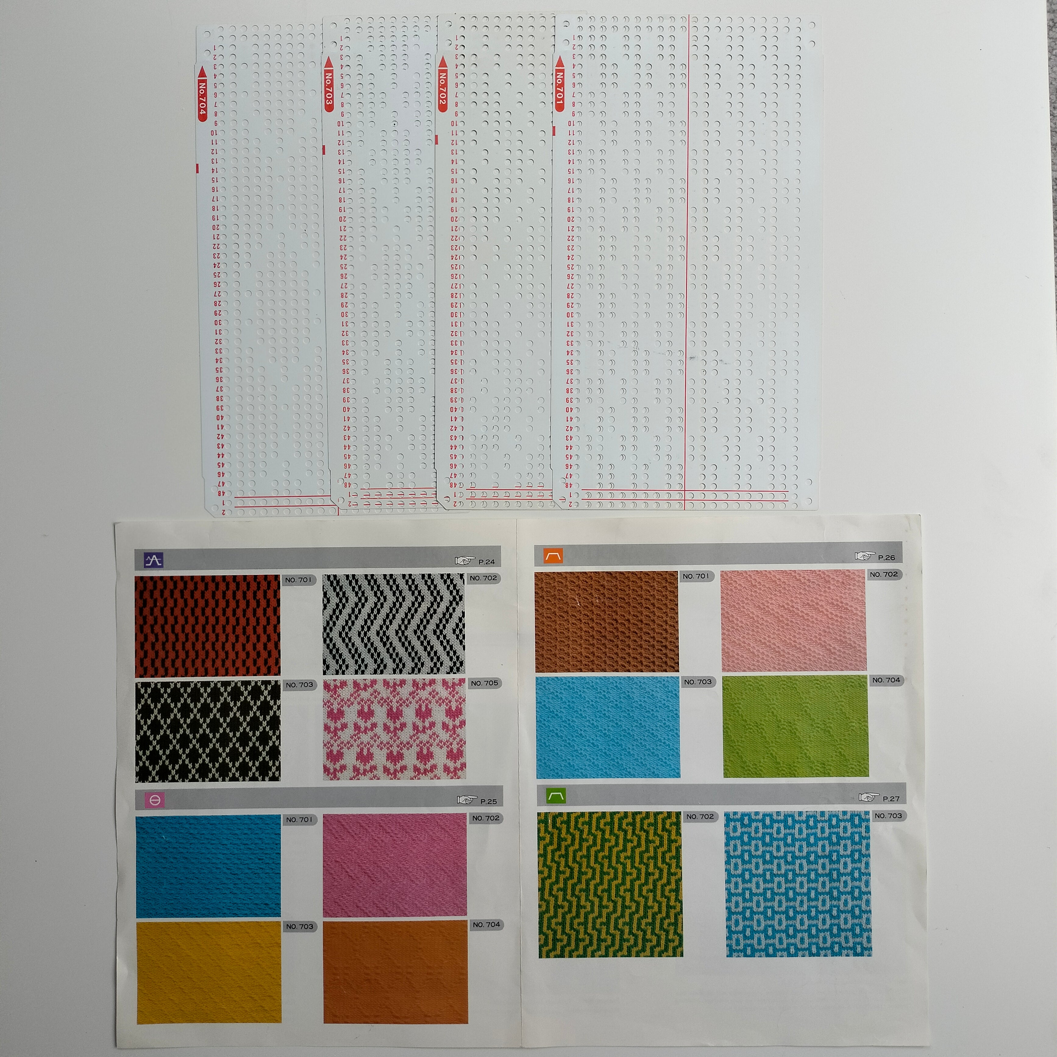 Knitmaster HK-160/ MK-70 Mid-Gauge 6.5mm Original PUNCHCARDS SET x4 (701-704)
