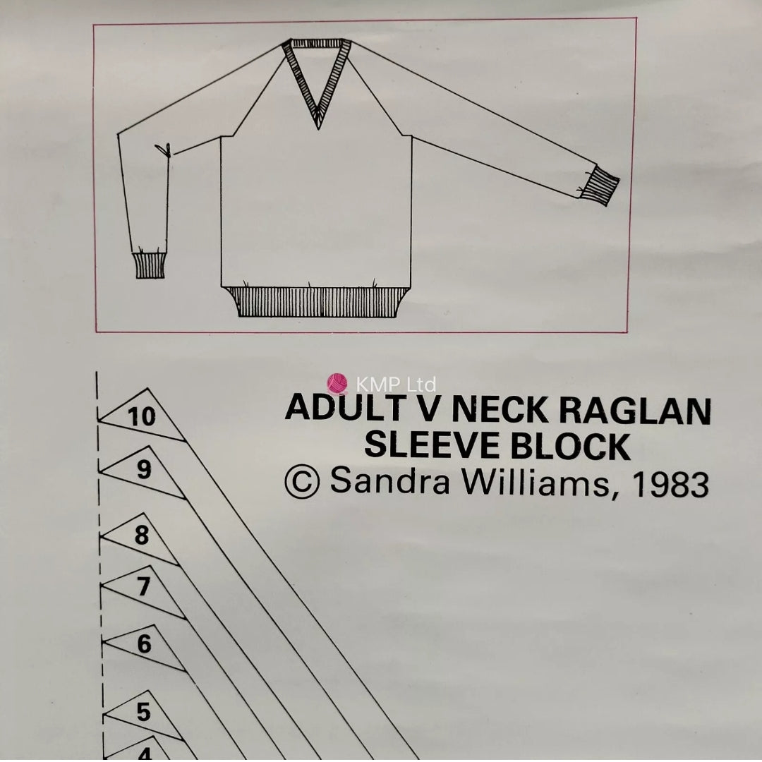 Sandra Williams PATTERN PAPER  Adult Round Neck & Adult V-neck Raglan Full Scale