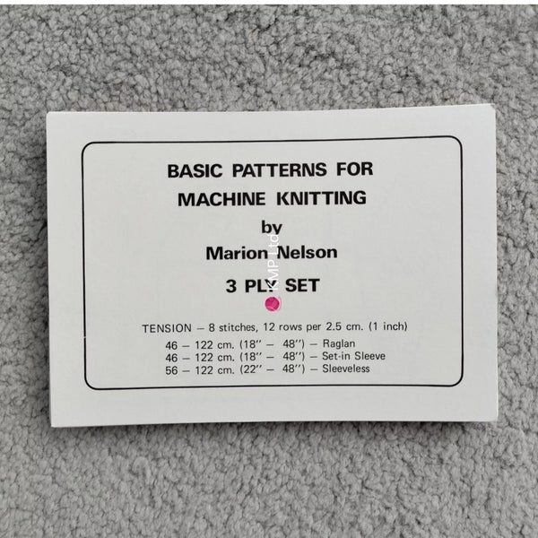 PATTERN Cards for RAGLAN SET-IN SLEEVE, SLEEVELESS