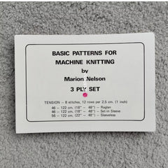 Marion Nelson 3 PLY Basic Pattern Cards for RAGLAN, SET-IN SLEEVE, SLEEVELESS