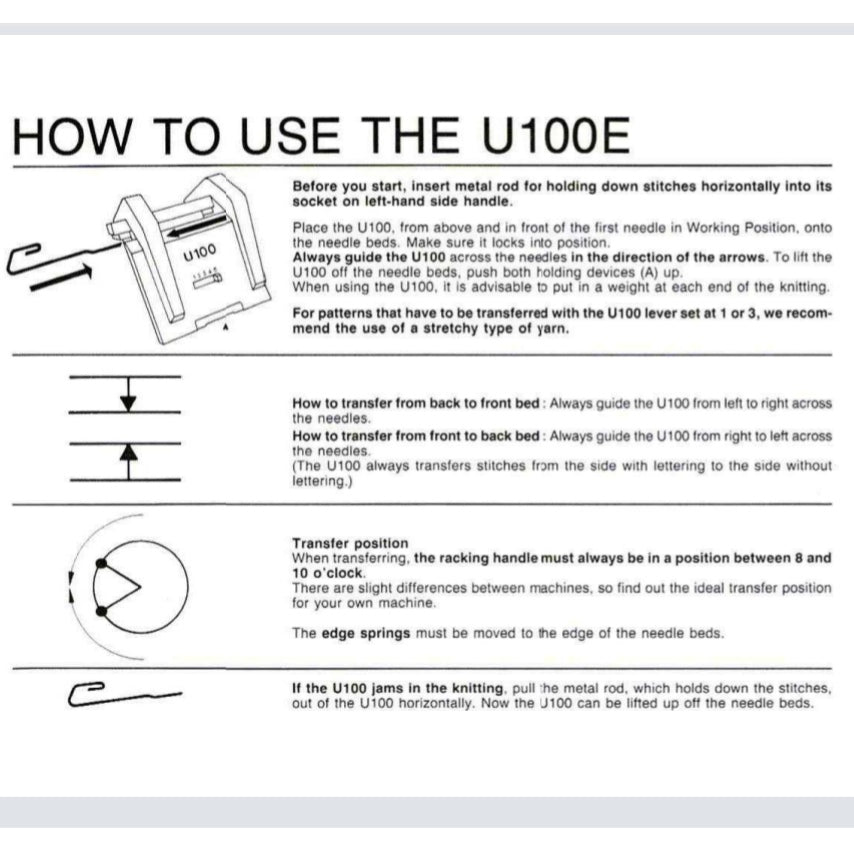 Instructions on how to use the U100E machine with diagrams and text. Main image