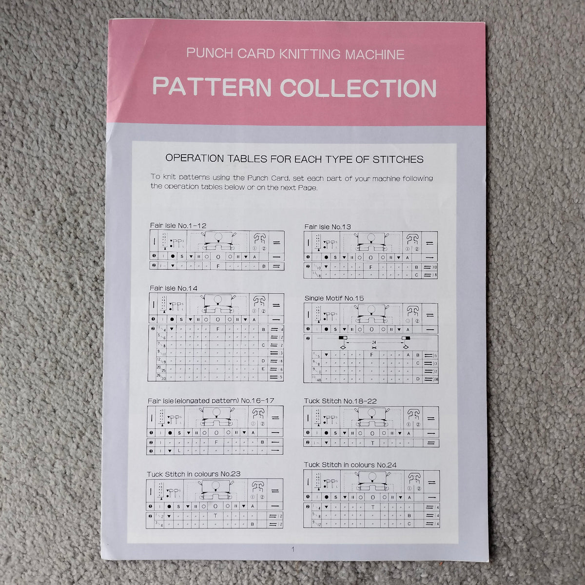 Silver Reed SK -280 PATTERN COLLECTION LEAFLET